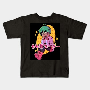 vaporwave anime aesthetic pink kawaii Kids T-Shirt